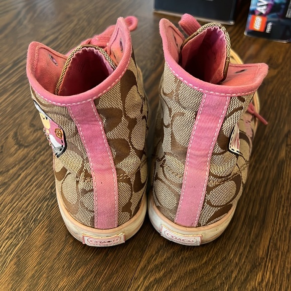 Coach Poppy Chan high top signature shoes in pink and brown - Picture 3 of 5